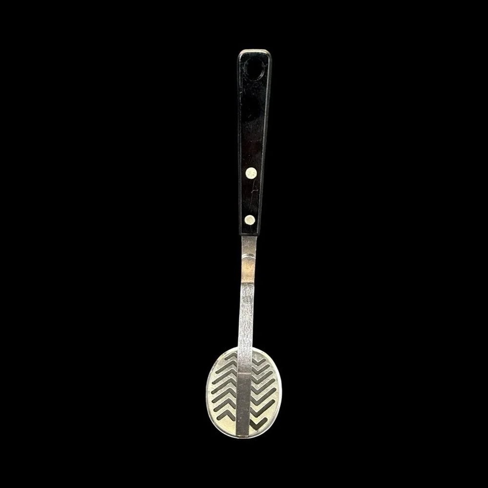 Vintage Ekco Forge Stainless Steel Potato Masher‎ Hand Press Black Handle